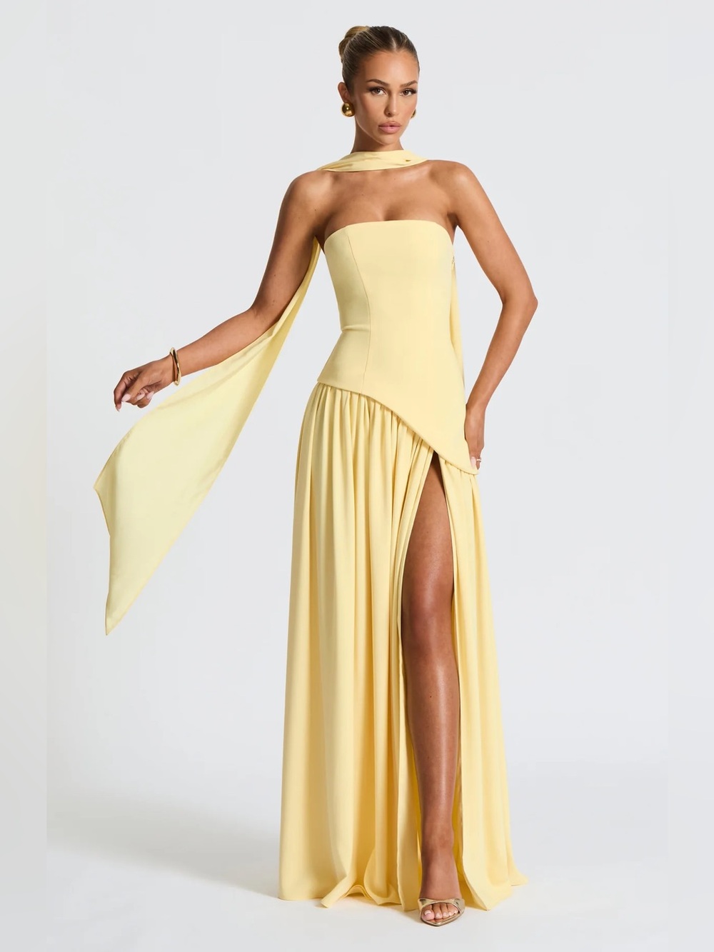New BabyBoo Women MALIYAH MAXI DRESS LEMON Size Medium - Picture 2 of 16